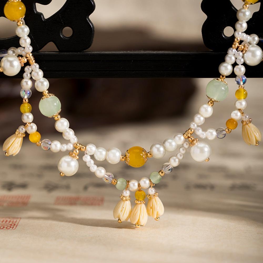 Exquisite Chinese Style Necklace Pearls Cheongsam Clavicle Chain Hanfu Necklaces Song Dynasty