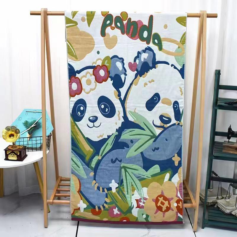 Extra Large Cotton Gauze Cartoon Bath Towel - Soft, Quick-Drying for Adults & Kids