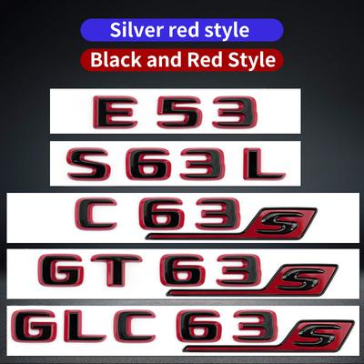 Подходит для задней наклейки с буквами Mercedes Benz C63S GT63S S63LGLE53 SL63S модификация W205 W206 C190 X290 W167 черная красная версия