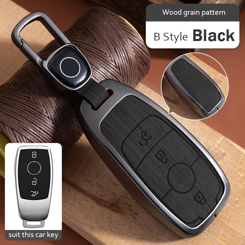 Alloy Wood Grain Pattern Car Key Cover for Mercedes Benz A C E S G Class GLC CLE CLA GLB GLK GLS W206 W223 E300 C260 S450 S500
