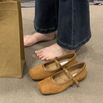 Ретро туфли Мэри Джейн женские весна и осень 2025 новые на плоской подошве замшевые французский вечерний бриз туфли Мэри Джейн