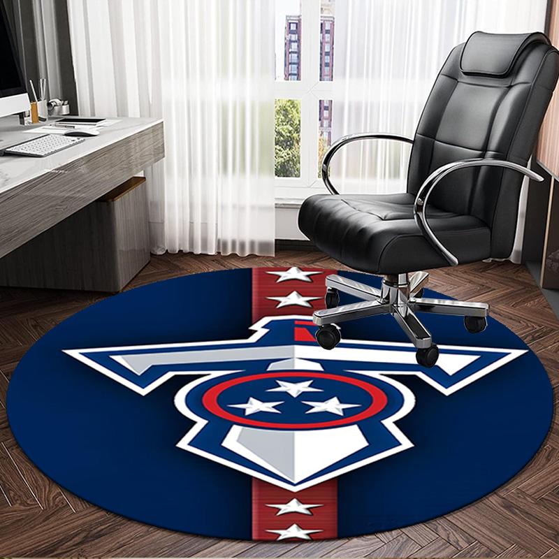 Titans Crest Round Rug for Livingroom,Bedroom, Palyroom, Chair Rug, Area rug, Circle Carpet, Large Size Fan Christmas gift