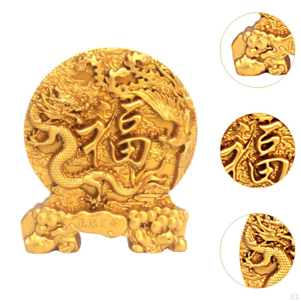 Dragon and Phoenix Statue Ornament Decorative Cabinet Collection Decor Table Centerpieces Alloy