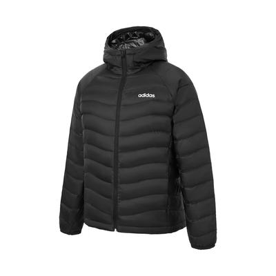 Adidas FW24 Уличная тренировочная ветрозащитная теплая короткая пуховая куртка с капюшоном унисекс куртка черного цвета JW1682