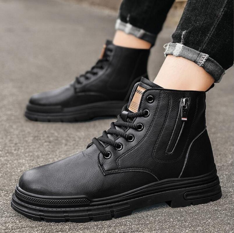 Ретро британский стиль мужские рабочие ботинки модные мужские туфли на шнуровке мужские ковбойские ботильоны с круглым носком мужские повседневные мотоциклетные ботинки