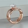 Женское изысканное кольцо цвета розового золота с поворотом круглой огранки из белого камня с цирконием CZ, комплект свадебных обручальных колец, обручальное кольцо, подарок на годовщину, размер 5-13