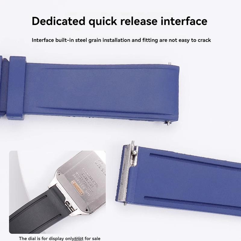 Для Cartier Santos Dumont Женский WSSA0032 Фторокаучуковый ремешок Пряжка-штифтик Маленький и Средний размер Каучуковый ремешок для часов из FKM 15 мм 17,5 мм