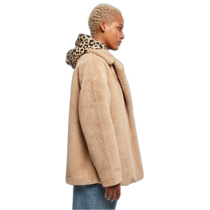 Женское пальто Urban Classics Lapel Teddy GT - бежевый - 4XL