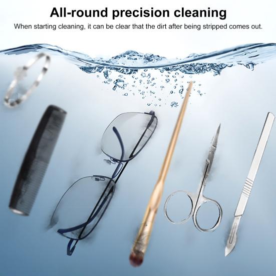 Yousheng Ultrasonic Cleaning Machine 49000Hz Wave Deep Clean 640ml Stainless Steel Sink 4 Modes Glasses Jewelry Daily Item Cleaner