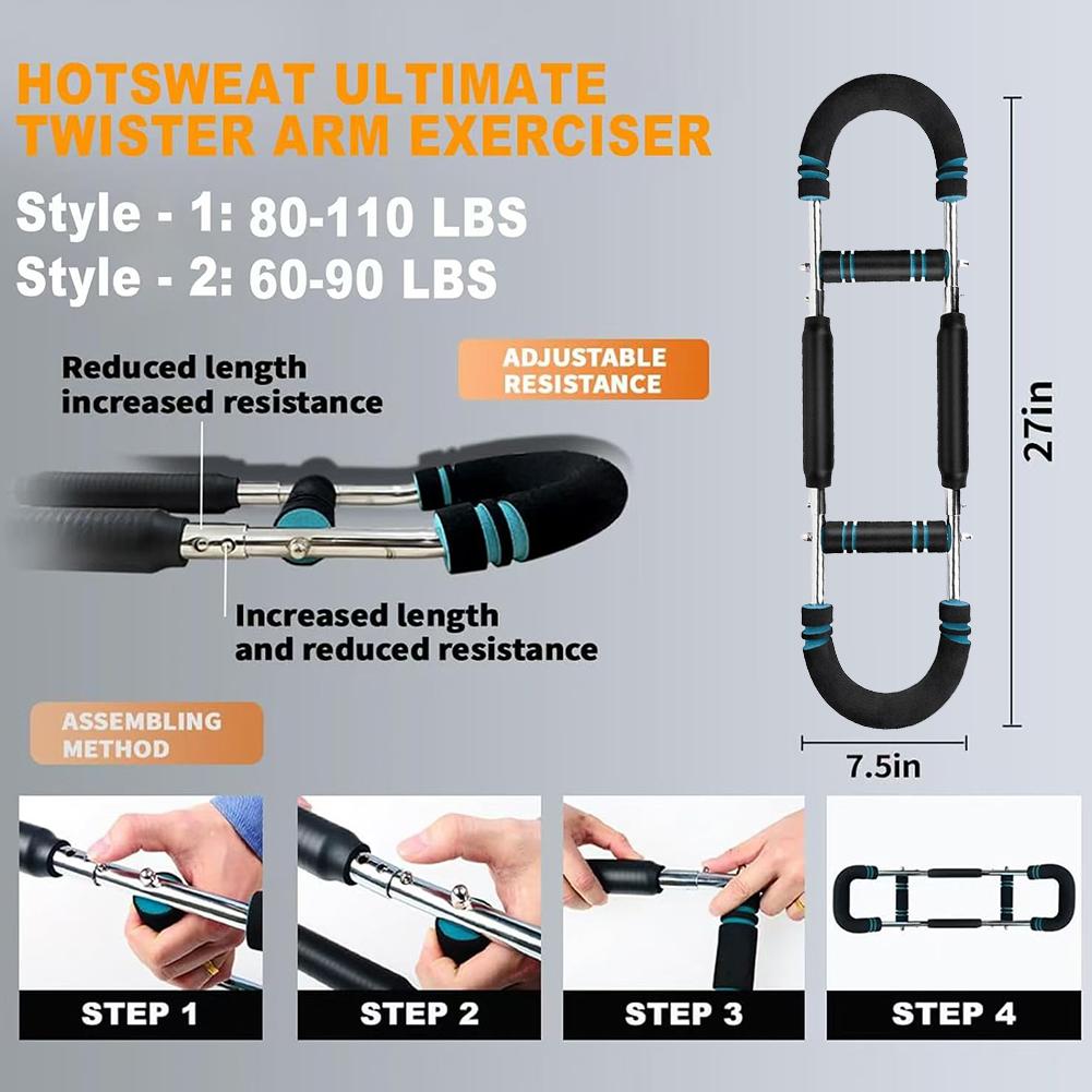 Twister Arm Trainer Adjustable Chest Workout Equipment U-Shaped Power Twist Arm Trainer Spring Resistance Home Fitness Equipment