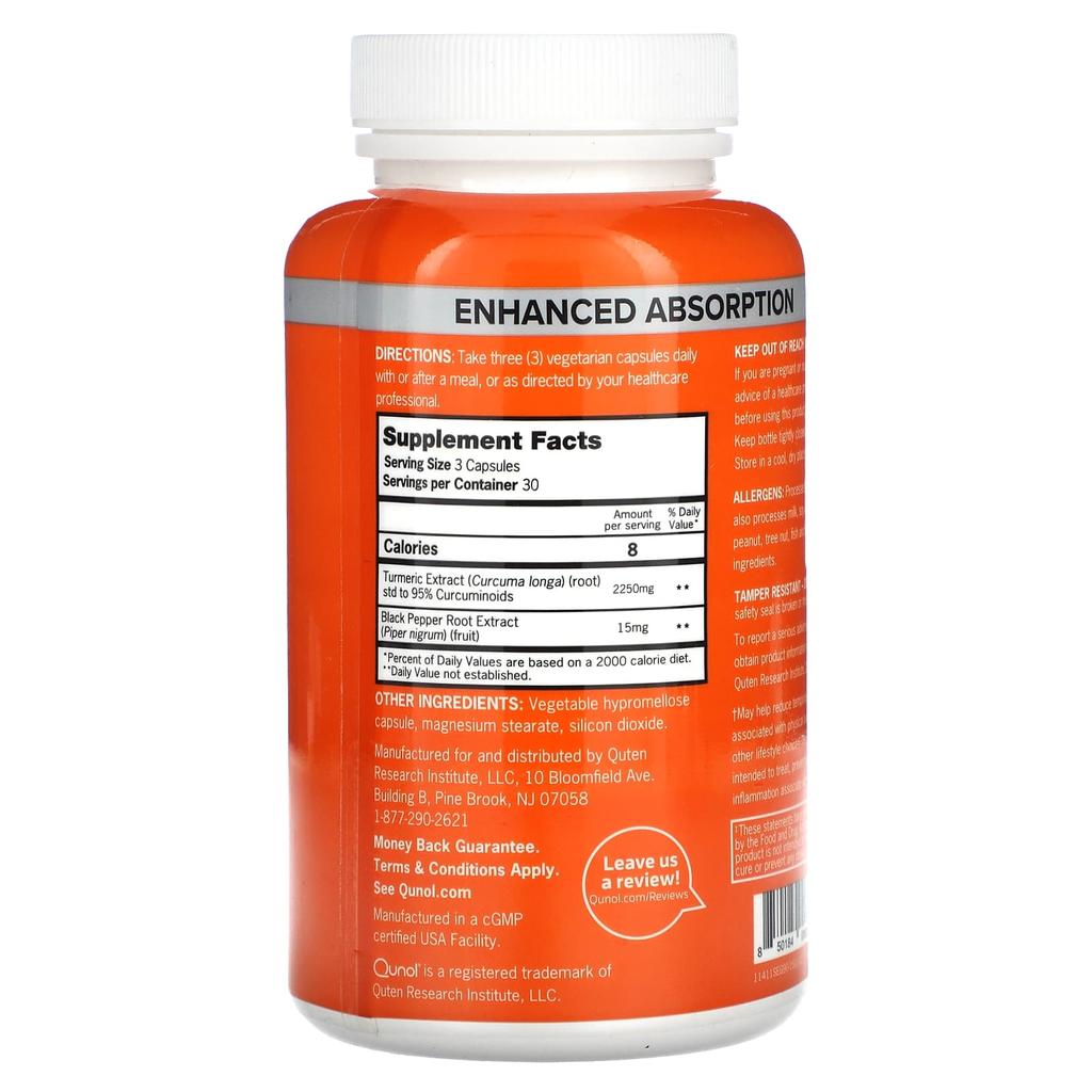 Turmeric, 2,250Mg, 90 Capsules (750Mg Per Capsule)