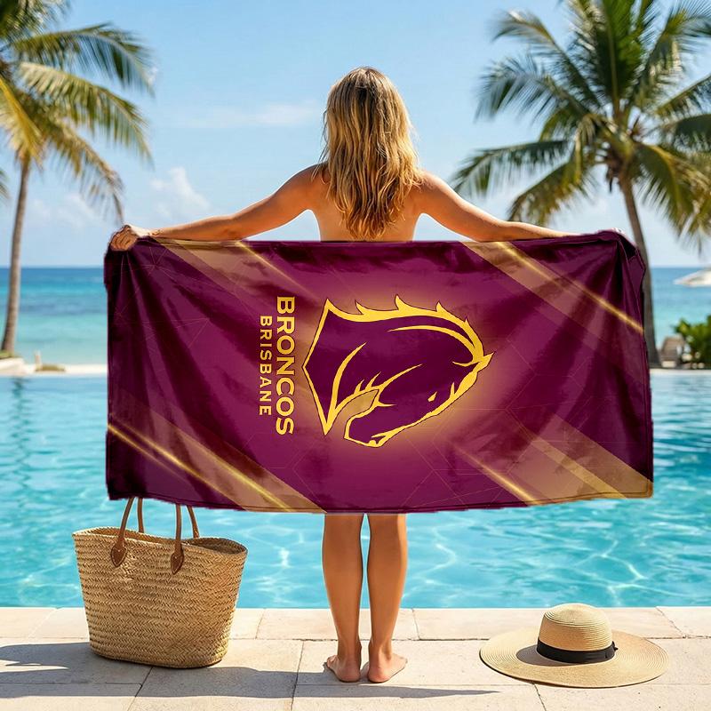 Модное пляжное полотенце Brisbane Broncos, портативное, мягкое, быстросохнущее, для плавания, кемпинга, отпуска