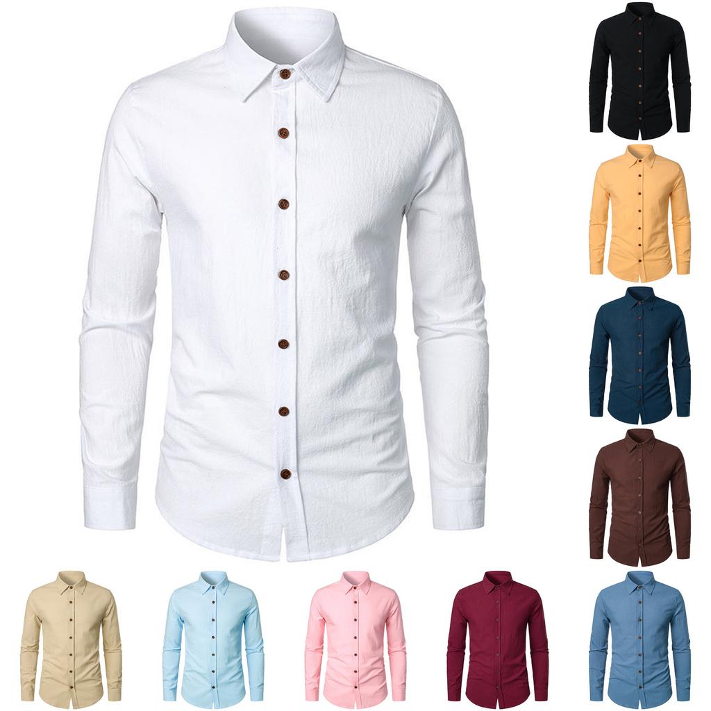 Мужская рубашка с длинными рукавами, повседневная однотонная рубашка в сочетании с рубашкой