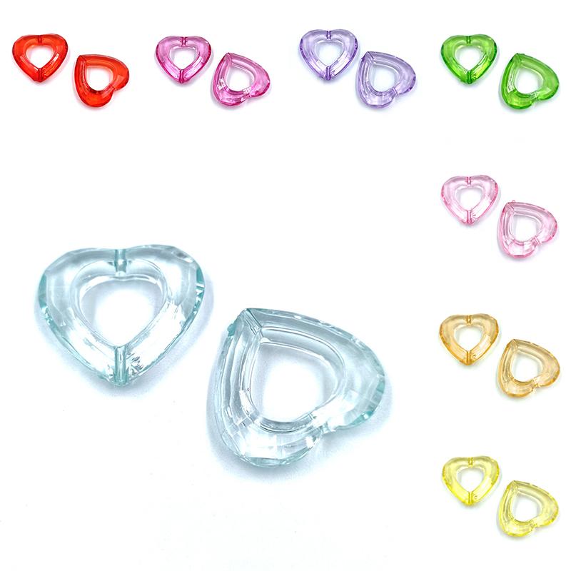 Полые бусины в форме сердца ярких цветов, акриловые принадлежности ручной работы, свободные бусины, 10 шт., для изготовления ювелирных изделий, аксессуары «сделай сам»