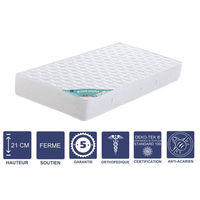 Mattress 80x200 Cm Thickness 21 Cm Alse Visco Pillow - Firm - Aertech 35 Kg-m3 HR Latest Generation - Very Breathable