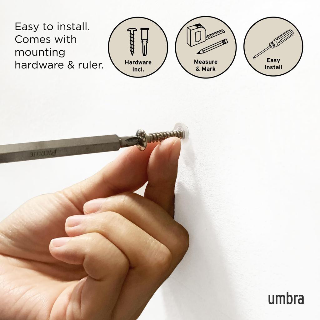 Official Umbra Wall Wall Storage FLIP 2318858040 Hooks, Hanger, Hooks, Wooden, Black, 8-Row HOOK,