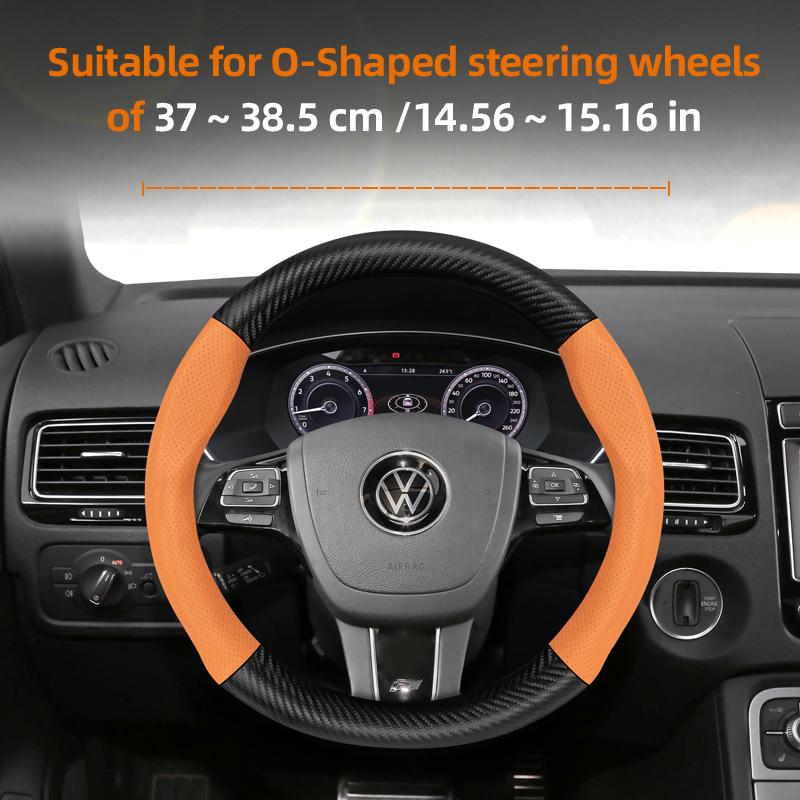 vcxja9 Suitable for Volkswagen Breathable Leather Matte Carbon Fiber Texture Steering Wheel Cover Suitable for Polo Golf 5 6 7 Gol Cc Passat B6 B8