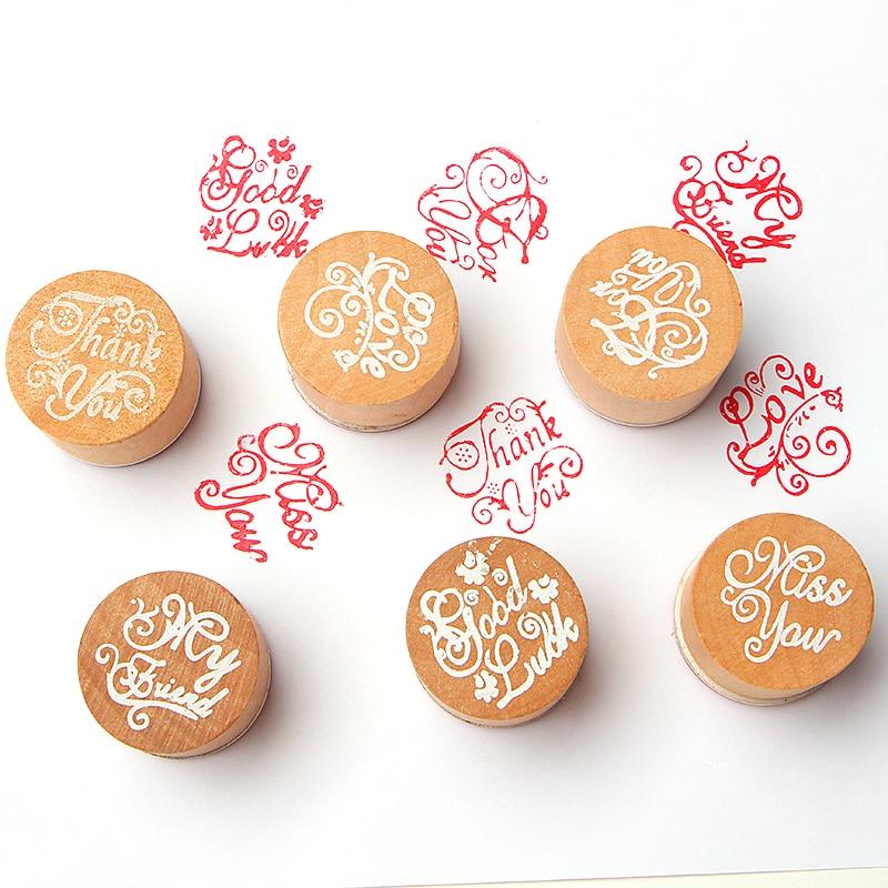 2 шт. DIY деревянный резиновый ретро штамп ручной работы штамп с буквами для скрапбукинга карты декор слова «спасибо за вас» благословение поздравительные слова