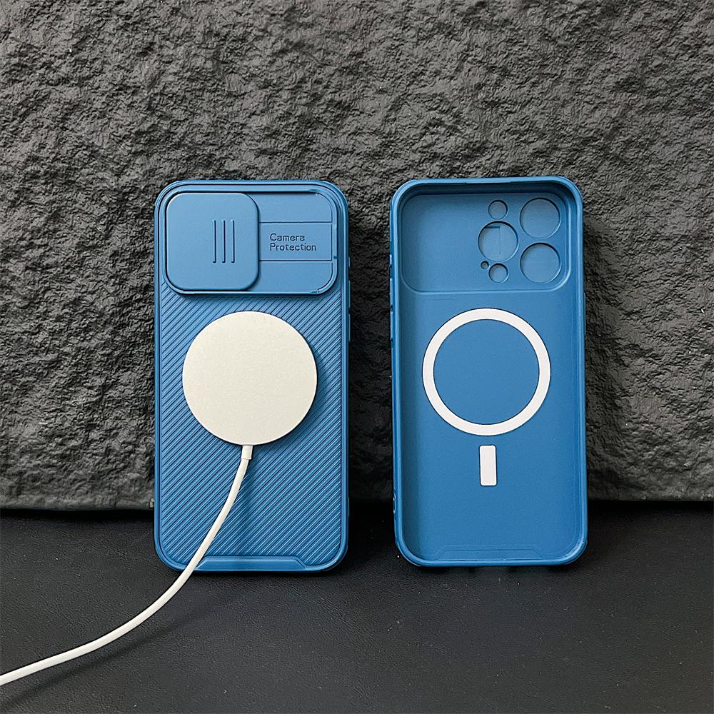 Роскошный чехол-слайдер с защитой камеры для MagSafe, бронированный чехол с магнитной полосой для iPhone 16 15 14 13 12 Pro Max Plus Mini 11, чехол для беспроводной зарядки