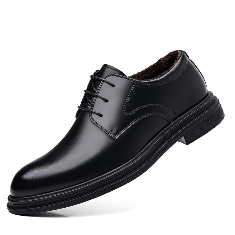 Кожаные туфли мужские осенне-зимние из коровьей кожи мужские бархатные туфли с подтяжкой 6 см деловые туфли кожаные туфли британские свадебные туфли