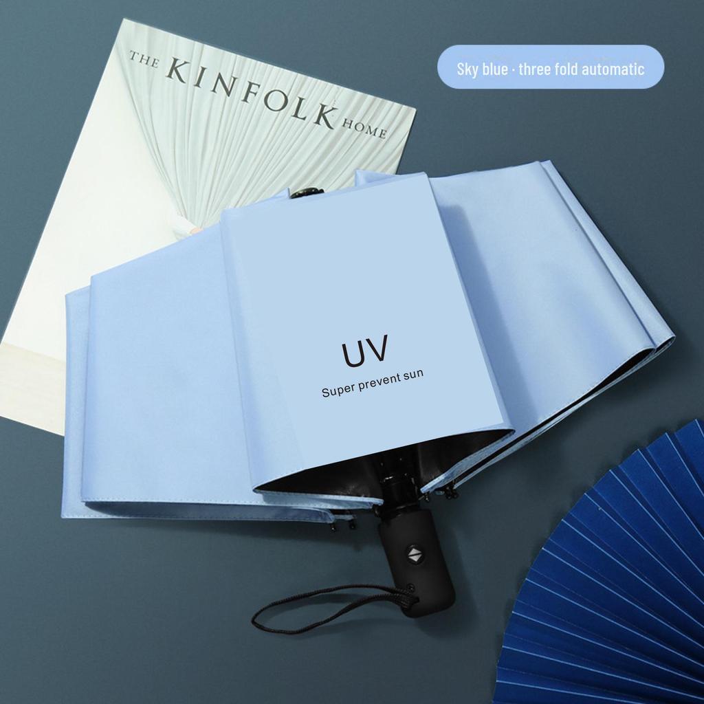 Женский автоматический зонт двойного назначения черного цвета — защита от ультрафиолета и солнца в любую погоду