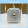 Fashionable Square Handbag With Sparkling Water Drape Decor And Lock Closure For Night Out