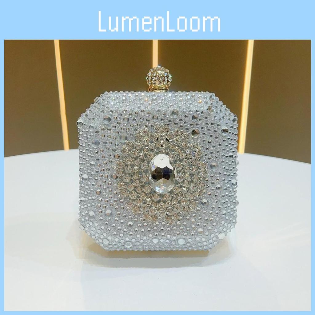 Fashionable Square Handbag With Sparkling Water Drape Decor And Lock Closure For Night Out