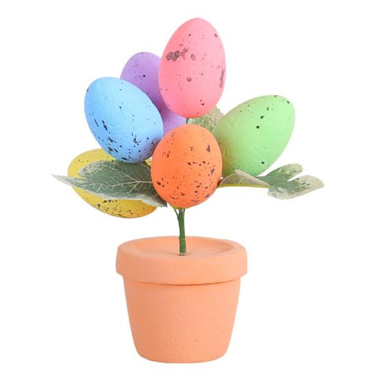 Easter Egg Bonsai Colorful Simulated Easter Egg Potted Plant DIY Foam Bunny Eggs for Home Party Decoration