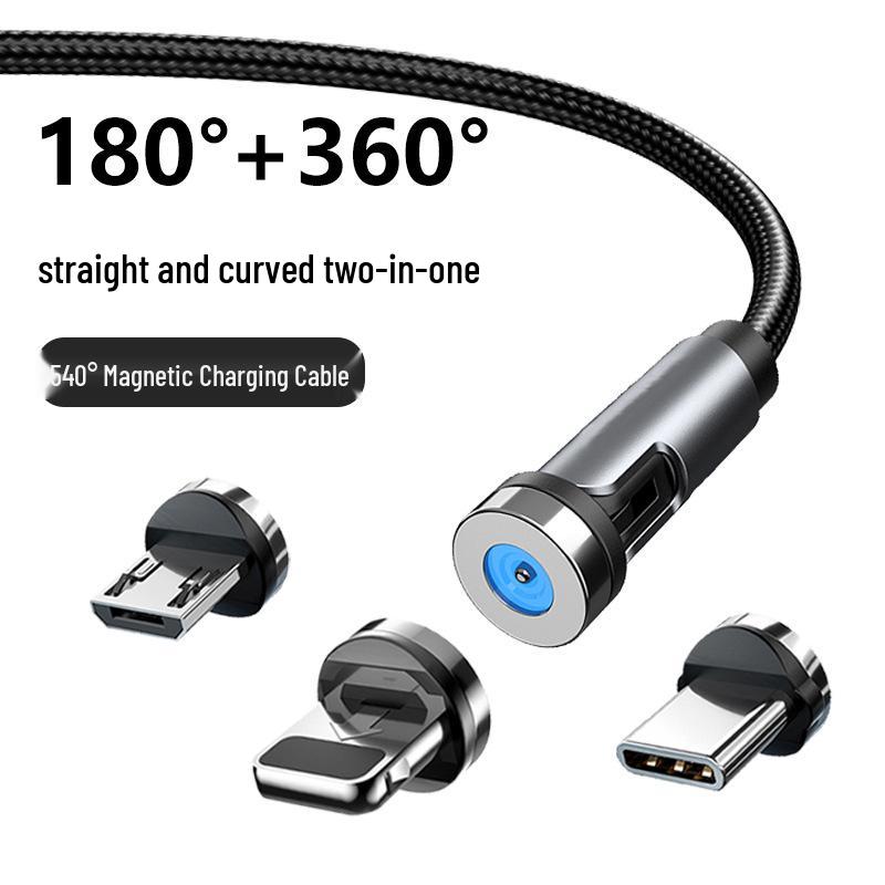 Вращающийся на 540° магнитный кабель для быстрой зарядки для устройств Apple и Type-C