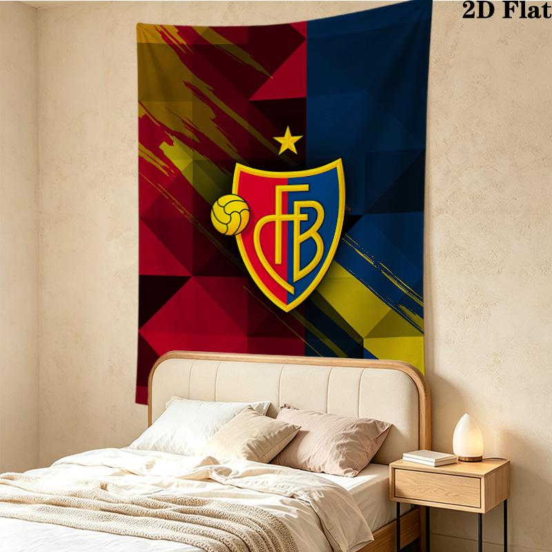 Footballclub Basel Wall Tapestry Aesthetic Wall Hanging Printed Fabric Blanket Decorative Tapestries For Bedroom Living Room Home Decor