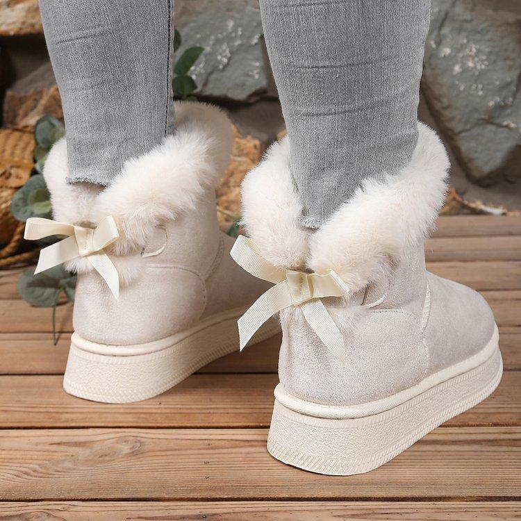 Европейские и американские зимние новые толстоподошвенные бархатные утепленные женские сноубутсы, большой размер, теплая махровая подкладка, короткие ботинки, хлопковая обувь для женщин