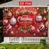 1 piece festive Christmas and New Year party decoration background with red accessories gold sparkling text and holly berries