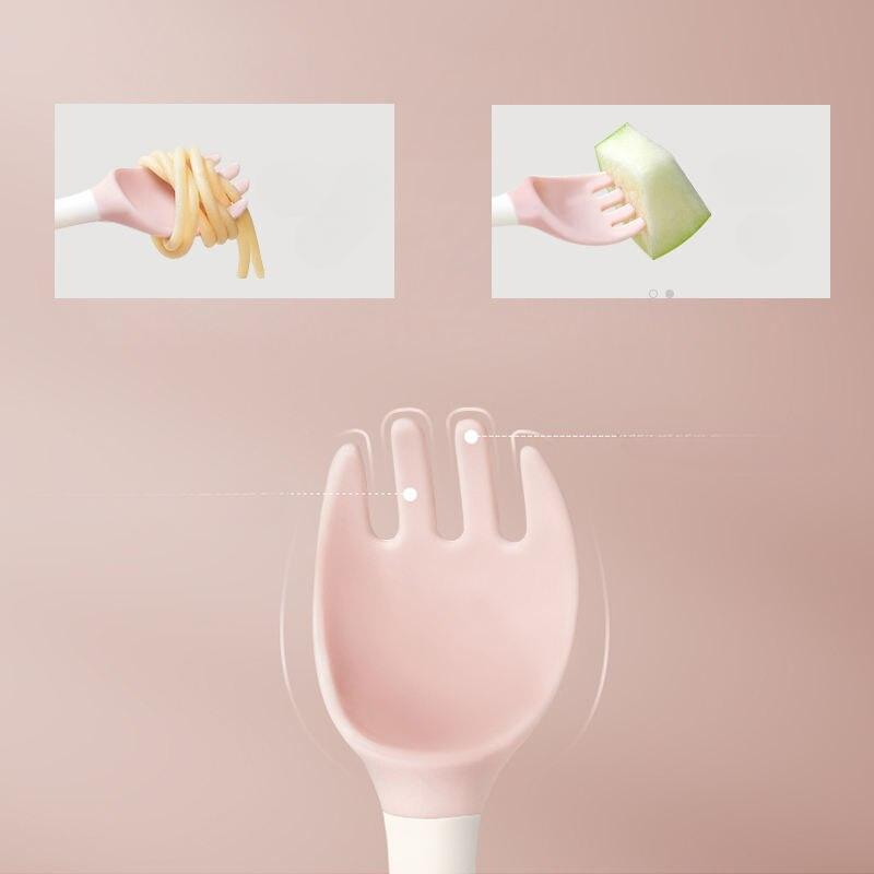 Жаростойкие пищевые гибкие ПП детские вращающиеся тренировочные ложки и вилки ложки для кормления