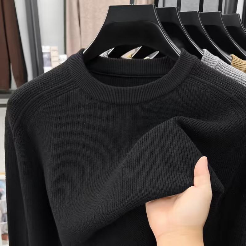 Men S Lazy Luxury Round Neck Long Sleeve Jacquard Knit Sweater