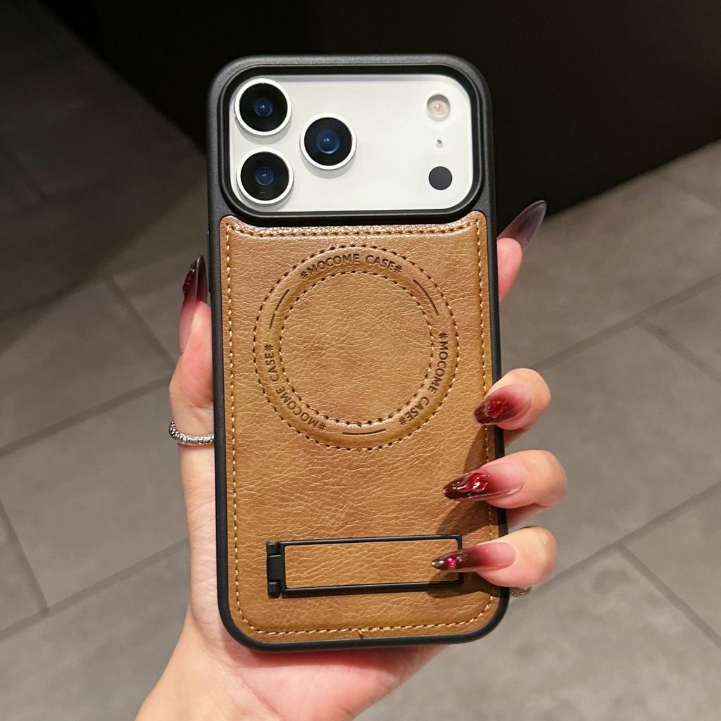 Кристальная защитная подставка для чехла мобильного телефона iPhone17 кожаная магнитная присоска Apple 17ProMax противоударный защитный чехол