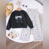 Kids Cartoon Casual Fashion Outfit Set Long Sleeve Top & Pants