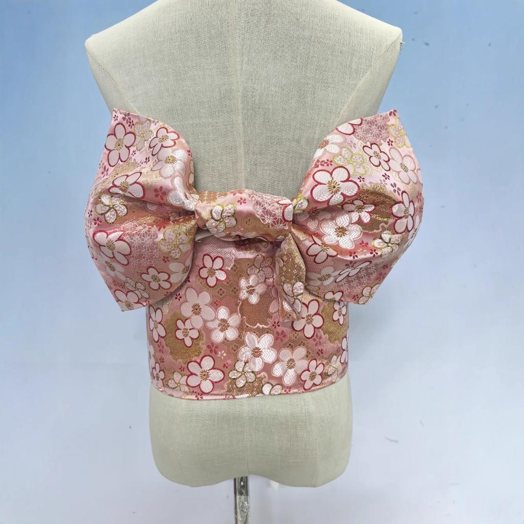 Japanese Kimono Yukata Belt Japanese Waist Seal Bow Multi-Color Jacquard Fabric Styling Bow Waist Seal Accessories