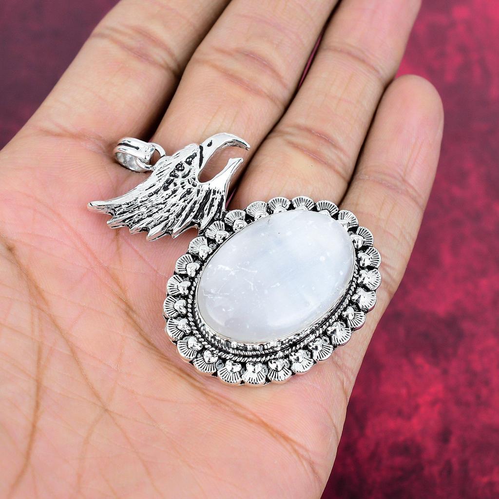 Ювелирные изделия с селенитом, кулон ручной работы с драгоценными камнями, кулон из стерлингового серебра 925 пробы, антикварные ювелирные изделия, для подарка на помолвку