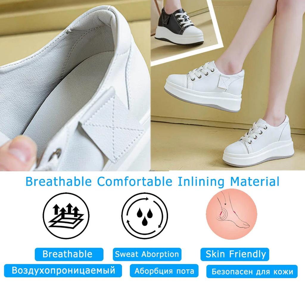 Кроссовки Fujin на танкетке с платформой 7,5 см, вулканизированные, массивные, со скрытым каблуком, из микрофибры, из кожи, удобные, дышащие, для скейтбординга