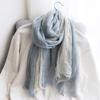 Unisex Cotton Linen Silk Color Block Scarf - Lightweight, Casual, Literary, Sunscreen
