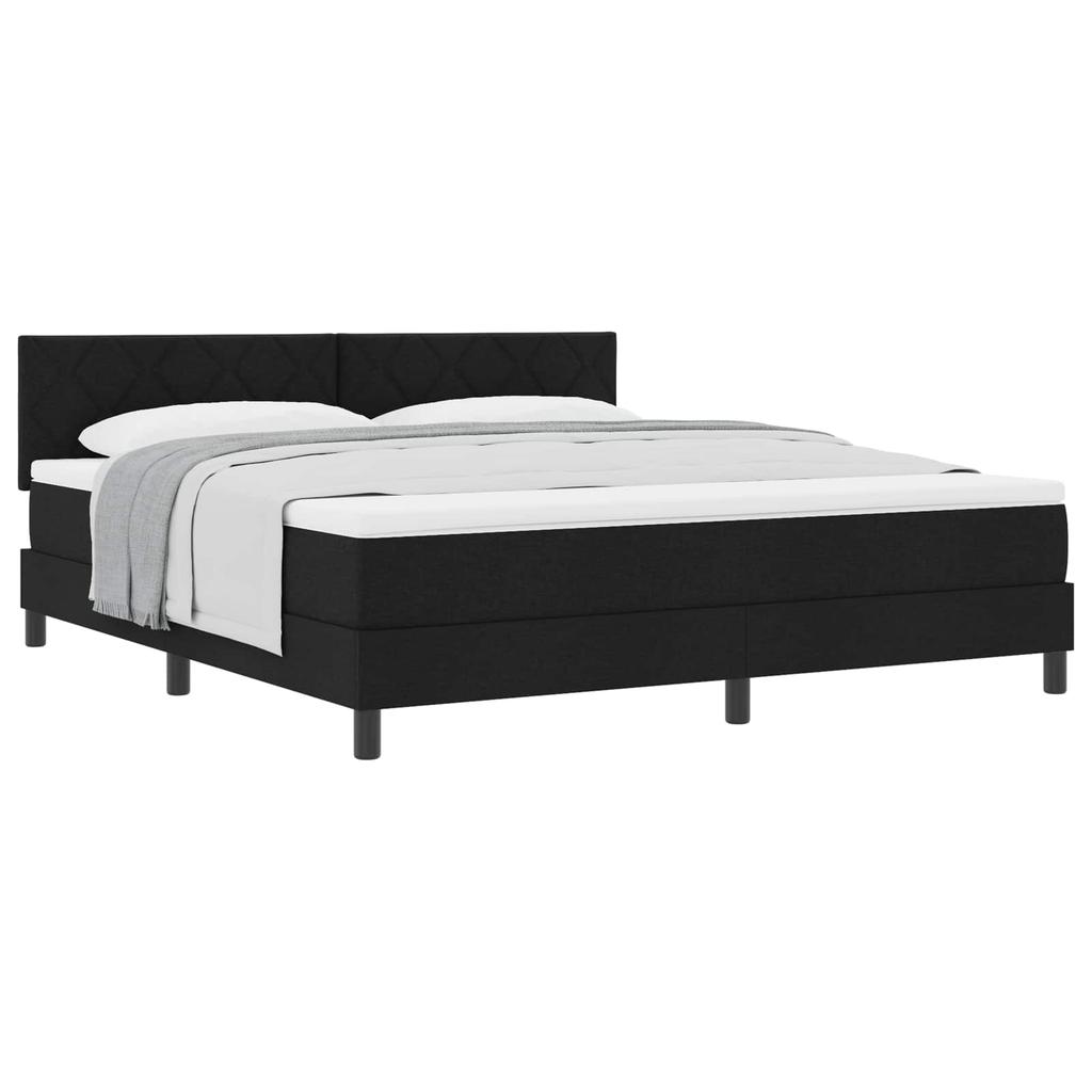 Box Spring Bed with Headboard Black 180 x 200 cm Fabric