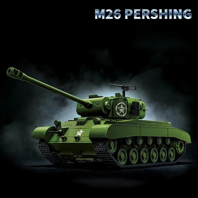12GO Military Tank Model Building Blocks Toy MOC Army Technology Action M26 IS-2 T34-85 Tank DIY Bricks Toy for Adult Boys Gifts