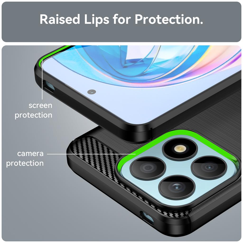 For Honor X8a 4G Carbon Fiber Texture Brushed TPU Phone Case Anti-drop Cell Phone Cover