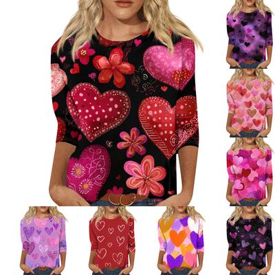 Женская модная повседневная футболка с круглым вырезом и рукавом три четверти с карнавальным принтом