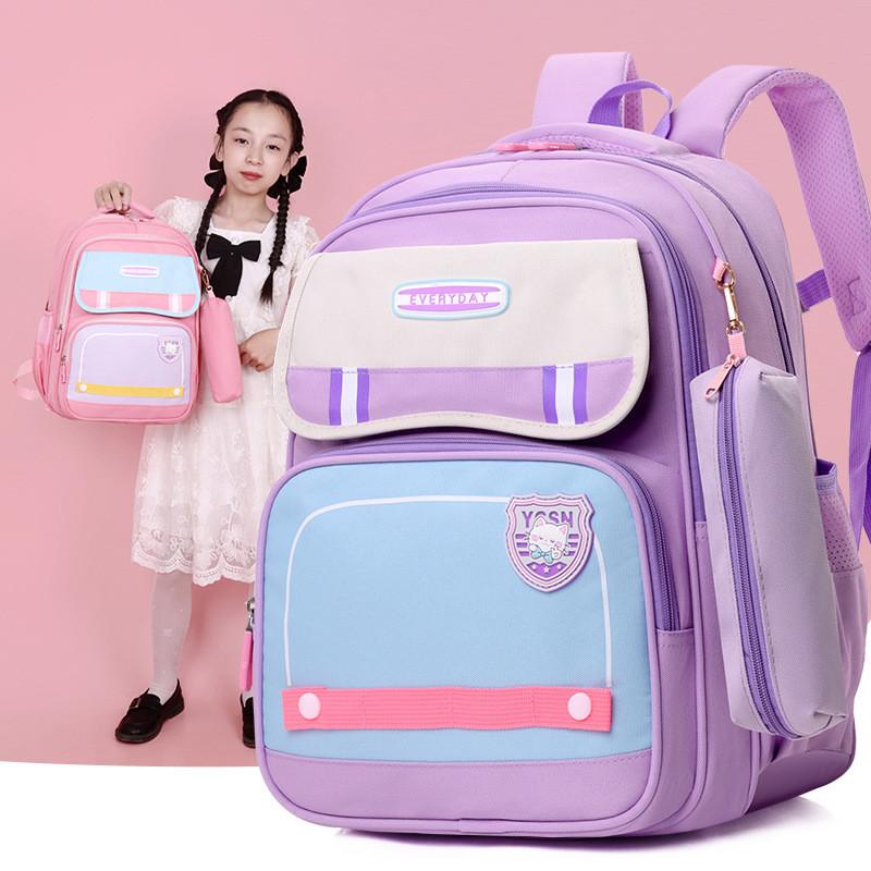 Charming Cartoon Nylon Backpack For 1st And 2nd Grade Kids With Spacious Capacity Cute Pencil Case