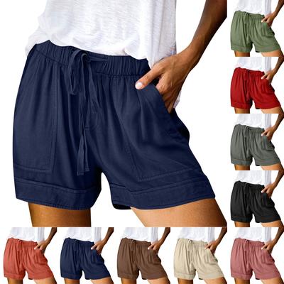Женские повседневные летние эластичные пляжные шорты однотонные повседневные шорты