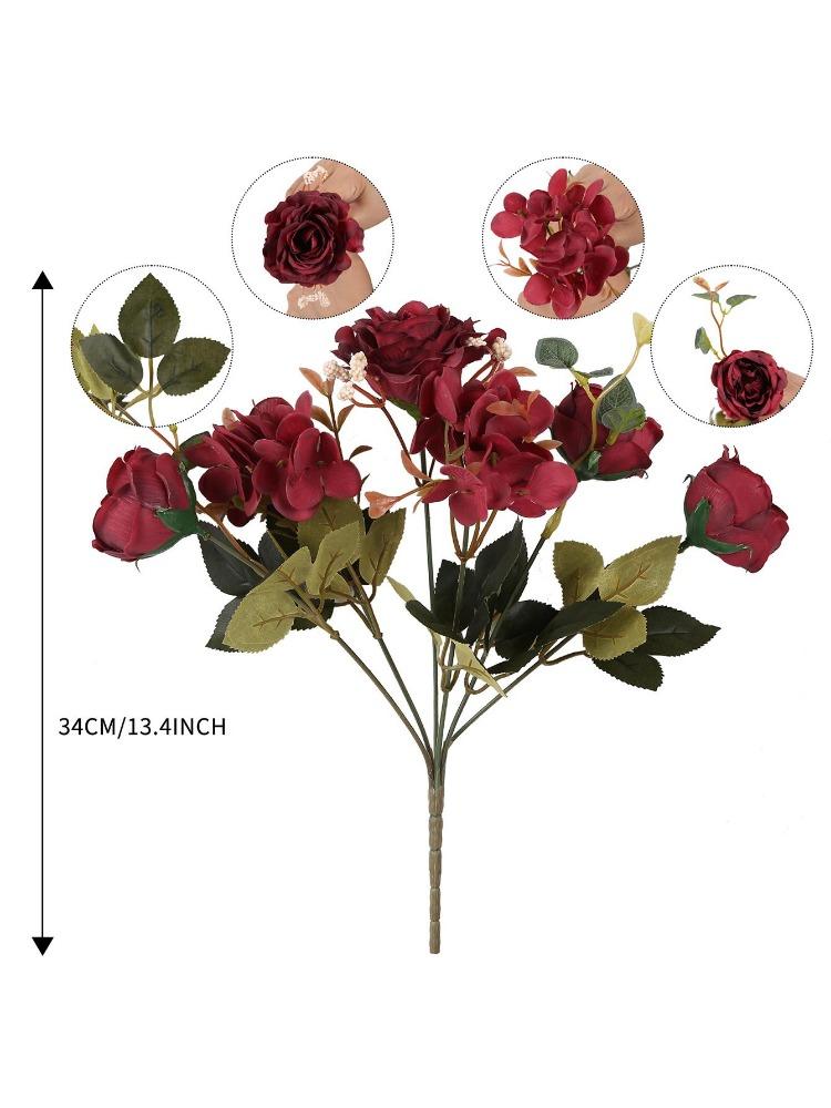 Искусственные цветы пионы с гортензией, шелковые искусственные цветы, 4 букета для дома, свадебное украшение, центральная часть стола