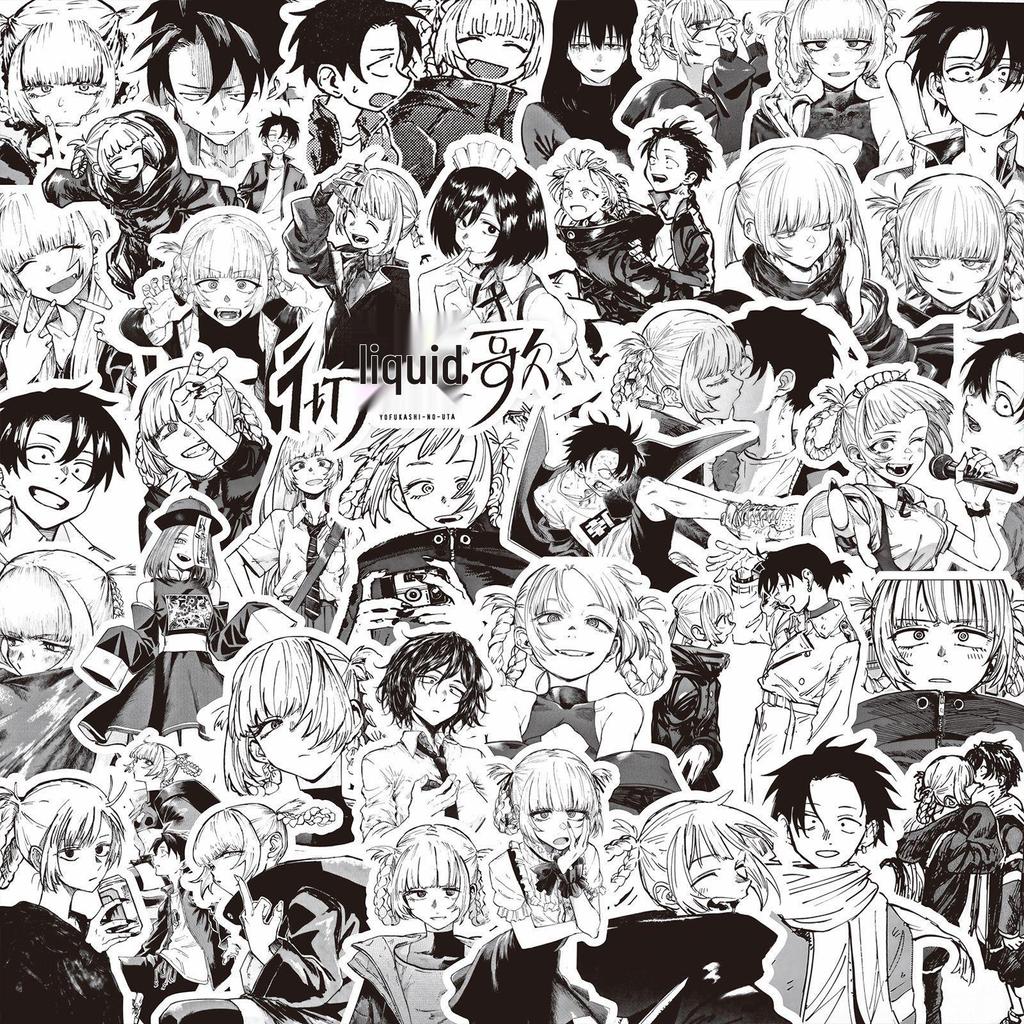 1000 черно-белых аниме-наклеек: Demon Slayer, One Piece и многое другое для украшения блокнота