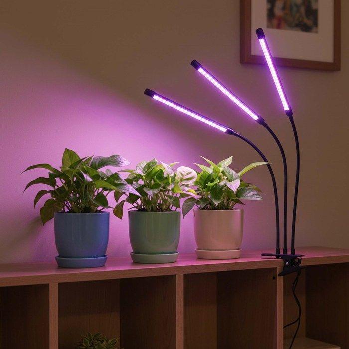 Lampe de croissance des plantes avec 3 panneaux LED pour éclairage, culture avec minuterie, clip, USB