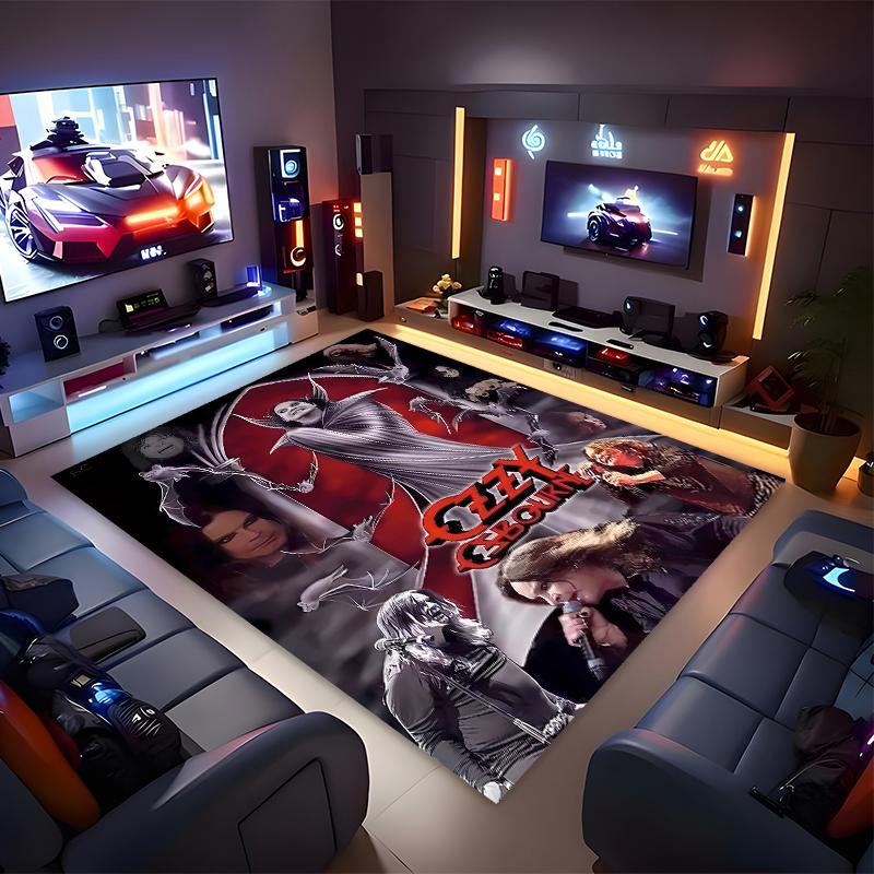 1pc Ozzy Madman1 Print Area Rug - Soft, Washable Non-Slip Indoor Mat for Office Chairs, Living Room, Home Office Decorative Rug